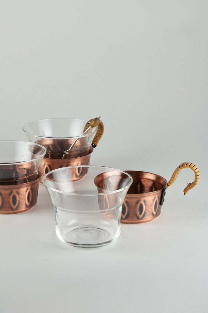 Vintage Copper Tea Glass with Rattan