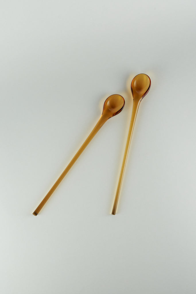 Vintage Glass Spoon Set / Long