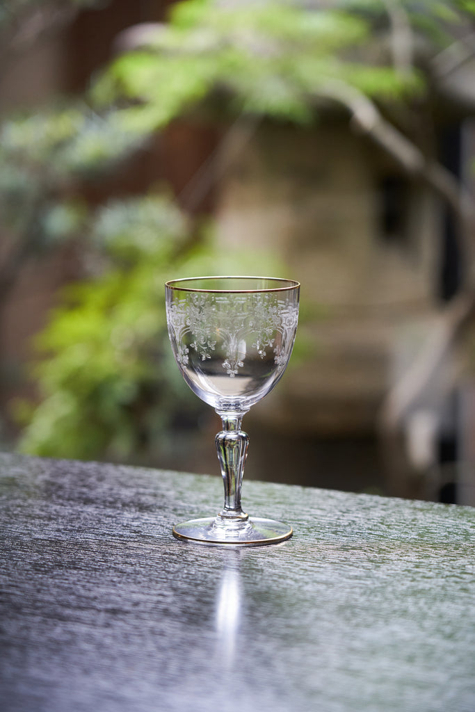 Trefle Gold Rim Water Glass by Baccarat