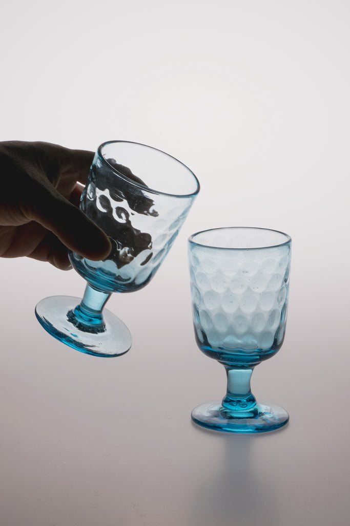 Vintage Blue Wine Glass Set of 2