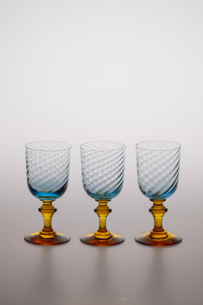 Belgium Antique Blue & Amber Glass